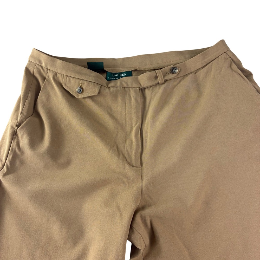 Lauren Ralph Lauren Dress Pants Womens 14 Tan Wool Blend Straight Leg‎ Old Money
